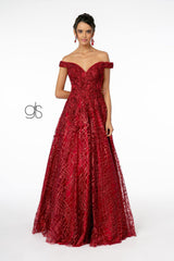 Embellished Mesh A-Line Long Prom Dress