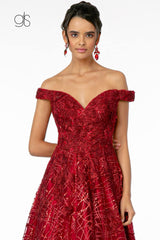 Embellished Mesh A-Line Long Prom Dress