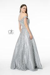 Embellished Mesh A-Line Long Prom Dress