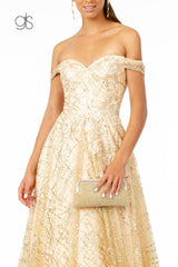 Floral Embroidery Long Prom A-Line Dress