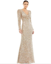 Long Sleeve Sequins Formal Dress Sequins Detail Mac Duggal 5510
