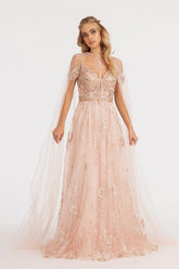 Off Shoulder A-line Long Prom Dress