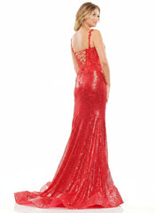 Colors 2848 Colors Long Spaghetti Strap Prom Dress Red