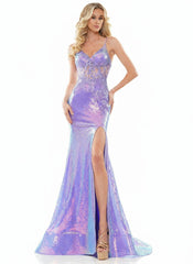 Colors 2848 Colors Long Spaghetti Strap Prom Dress Lavender