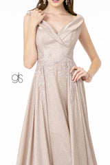 Embroidered A-Line Long Prom Dress