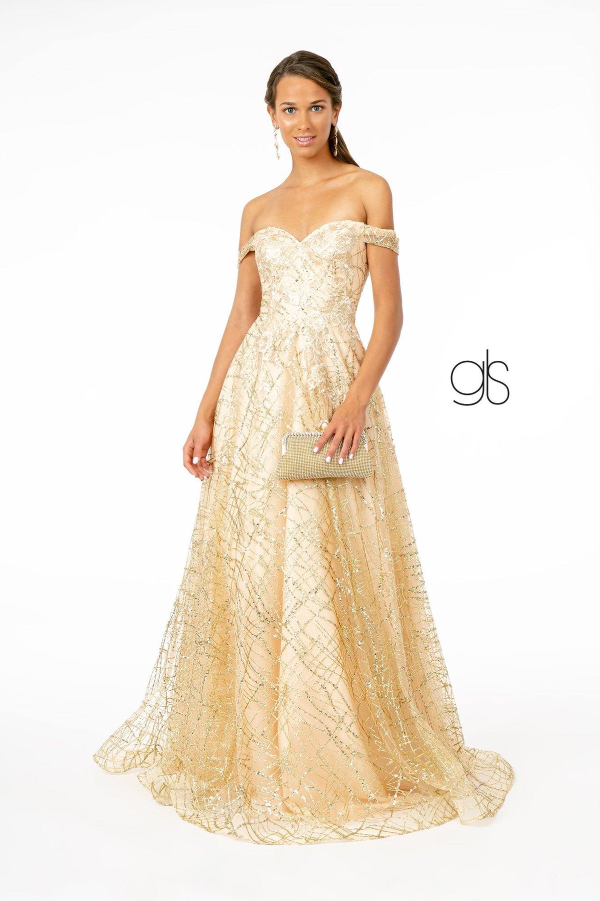 Floral Embroidery Long Prom A-Line Dress