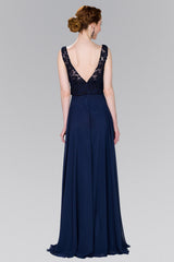 Lace Top Chiffon Long Formal Dress