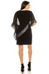 SL Fashions 111176 Short Cocktail Chiffon Cape Dress