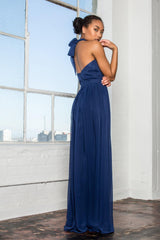 V-Neck Halter Chiffon Long Formal Dress